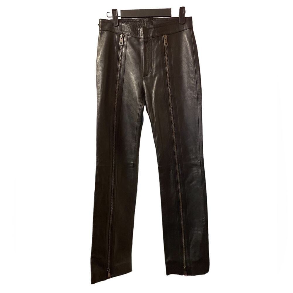 Gucci Tom Ford Runway 2001 Leather Zipper Pants Women's Size
